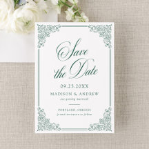 Elegant Green Ornate Frame Vintage Wedding