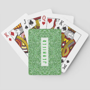 Elegant Green Ornate Victorian Floral Swirls Playing Cards
