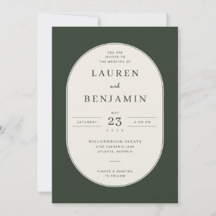 Elegant Green Oval Wedding Invitation