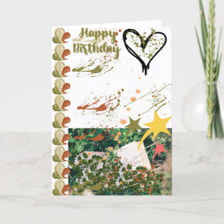 Elegant green paint splash birthday  thank you card