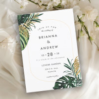 Elegant, Green Palm, Gold (Imitation) Border