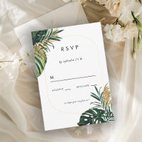 Elegant, Green Palm, Gold (Imitation) Border