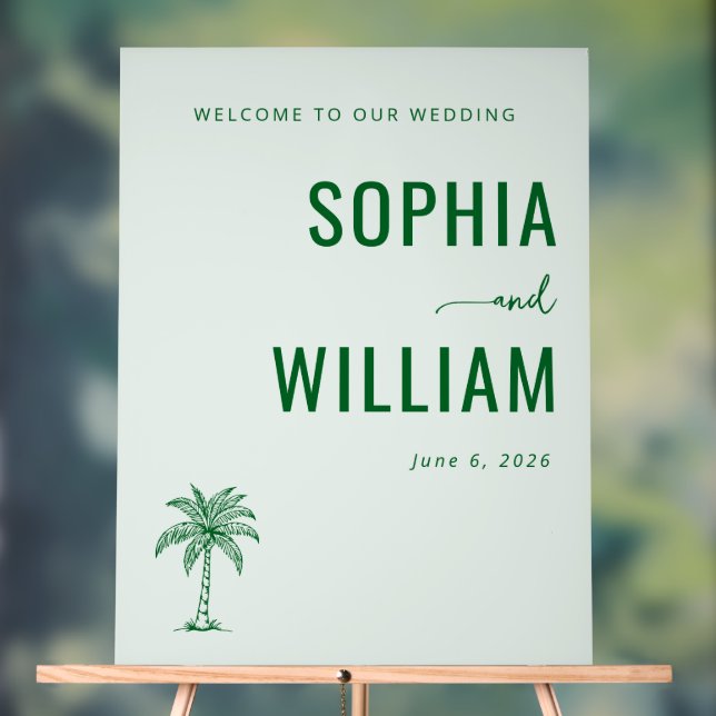Elegant Green Palm Tree Acrylic Sign (Neutral)
