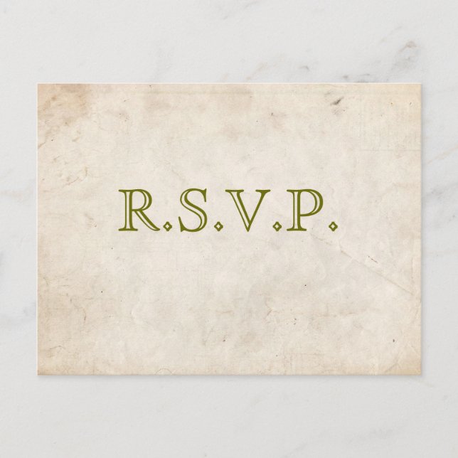 Elegant Green Parchment RSVP Card (Front)