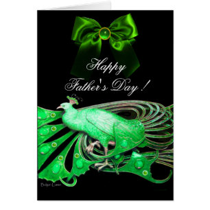ELEGANT GREEN PEACOCK,GEM STONES,BOW Father's Day