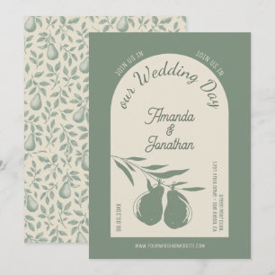 Elegant Green Pear Wedding Invitation