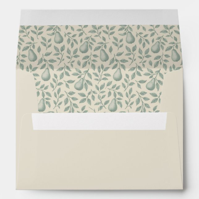Elegant Green Pear Wedding Invitation Envelope (Back (Bottom))