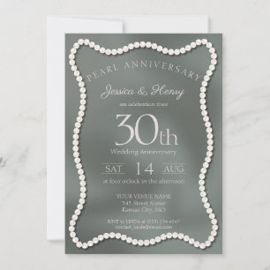 Elegant Green Pearl 30th Wedding Anniversary Photo Invitation