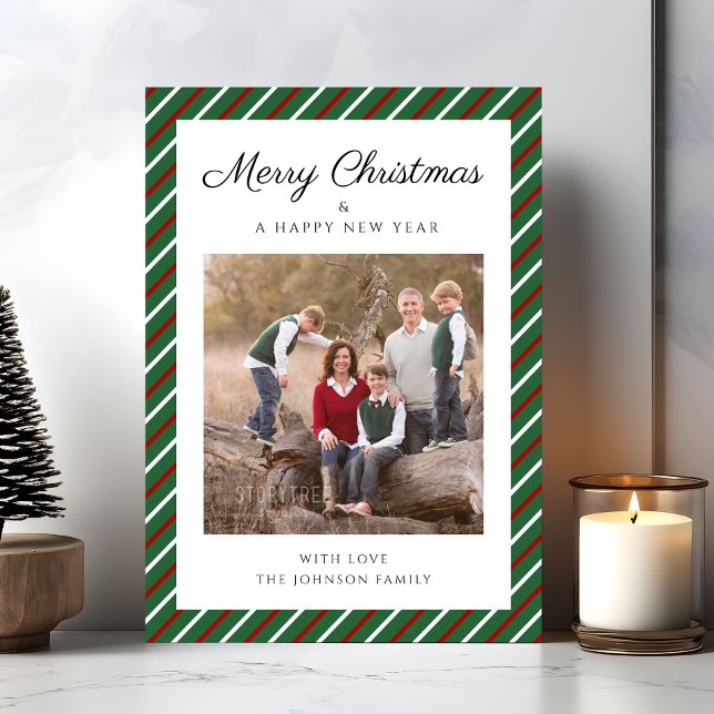 Elegant Green Photo Christmas Holiday Card (Creator Uploaded)