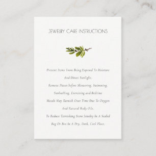 Elegant Green Pine Branch Foliage Jewellery Care Business Card