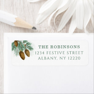 Elegant green pine branches with pinecones