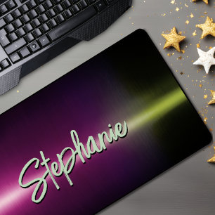 Elegant green pink ombré monogram  desk mat