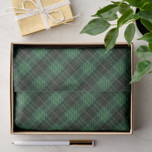 Elegant Green Plaid Christmas Holiday Tissue Paper