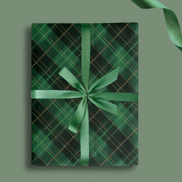 Elegant Green Plaid Christmas Holiday Wrapping Paper Sheet