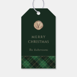 Elegant  Green Plaid Merry Christmas Personalized  Gift Tags