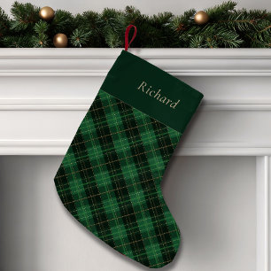 Elegant Green Plaid Personalized  Small Christmas Stocking