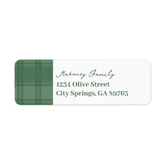 Elegant Green Plaid Return Address Labels
