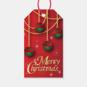 Elegant Green, Red and Gold Christmas Gift Tags