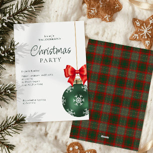 Elegant Green Red Christmas Party Holiday Card