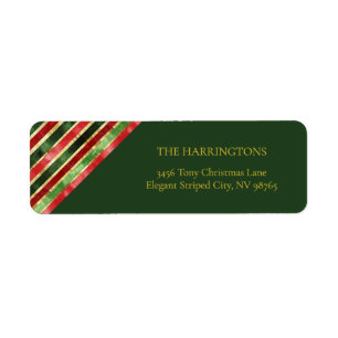 Elegant Green Red Gold Stripes Christmas