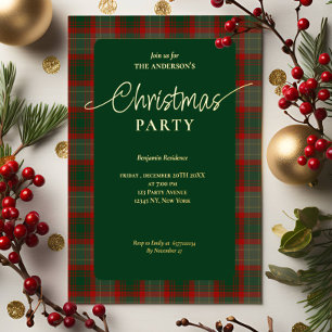 Elegant Green Red Plaid Christmas Party 