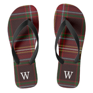 Elegant green & red tartan plaid Personalised Flip Flops