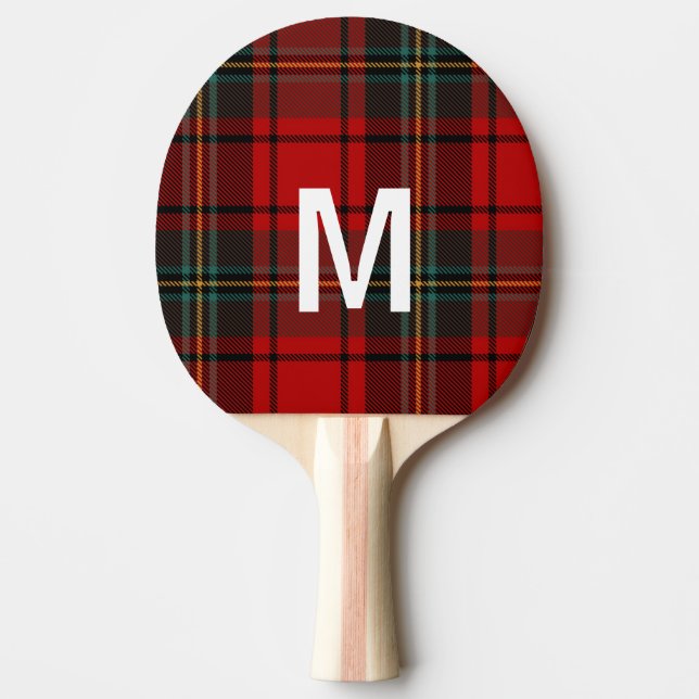 Elegant green & red tartan plaid Personalized  Ping Pong Paddle (Front)