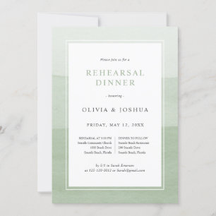 Elegant Green Rehearsal Dinner Wedding Invitation