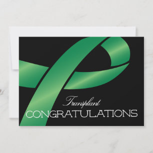 Elegant Green Ribbon Transplant Congratulations Card