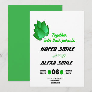 Elegant green rose and floral design Wedding In Invitation