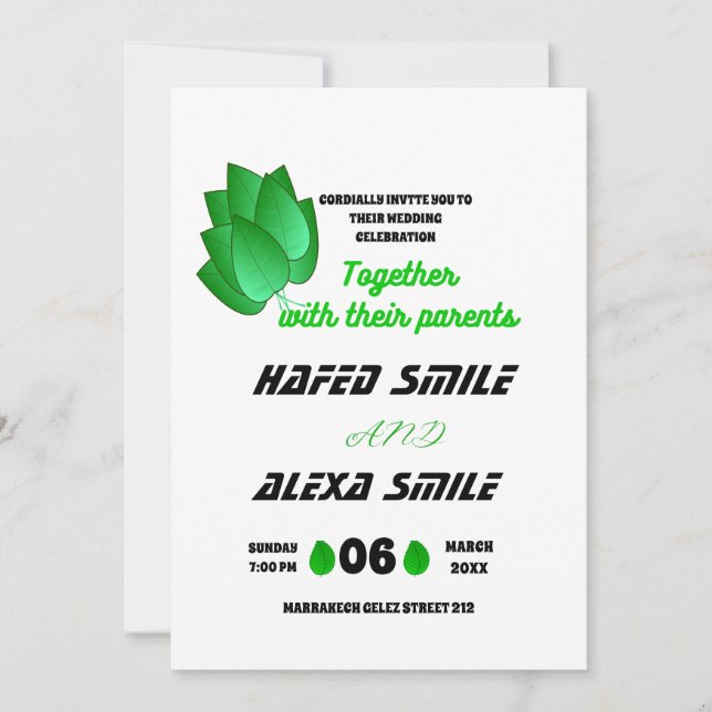 Elegant green rose and floral design Wedding In Invitation (Front)