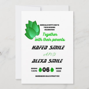 Elegant green rose and floral design Wedding In Invitation