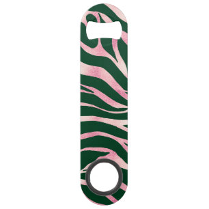 Elegant Green Rose Gold Glitter Zebra