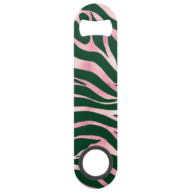 Elegant Green Rose Gold Glitter Zebra (Front)