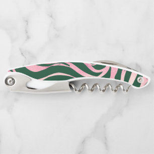 Elegant Green Rose Gold Glitter Zebra Corkscrew