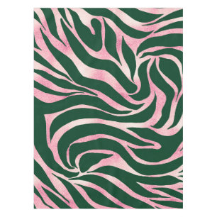 Elegant Green Rose Gold Glitter Zebra Tablecloth
