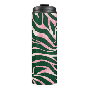 Elegant Green Rose Gold Glitter Zebra Thermal Tumbler