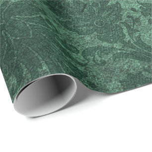 Elegant green royal damask floral pattern wrapping paper