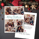 Elegant Green Script 5 Photo Collage Christmas  Holiday Card<br><div class="desc">Modern Simple Elegant Green Calligraphy 5 Photo Collage Merry Christmas Script Holiday Card. PLEASE NOTE, THESE 6.5" X 8.75" SIZE CARDS ARE LARGER THAN AVERAGE, DUE TO THE LARGER CARD SIZE, IT'S ALMOST CERTAIN THAT THE POSTAGE COSTS WILL BE HIGHER. IF YOU PREFER THE STANDARD 5X7" SIZE, YOU CAN FIND...</div>