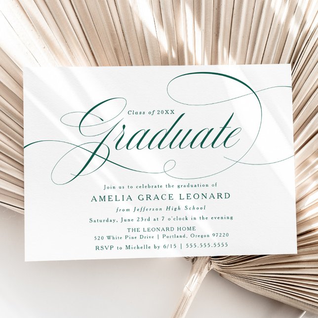 Elegant Green Script Graduation Party Invitation (Creator Uploaded)