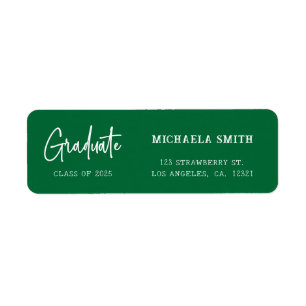 Elegant Green Script Graduation Return Address