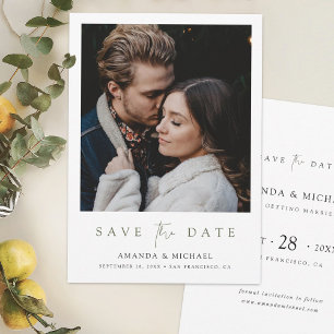 Elegant Green Script Photo Wedding Save The Date