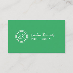 Elegant Green Script Professional Monogram Business Card