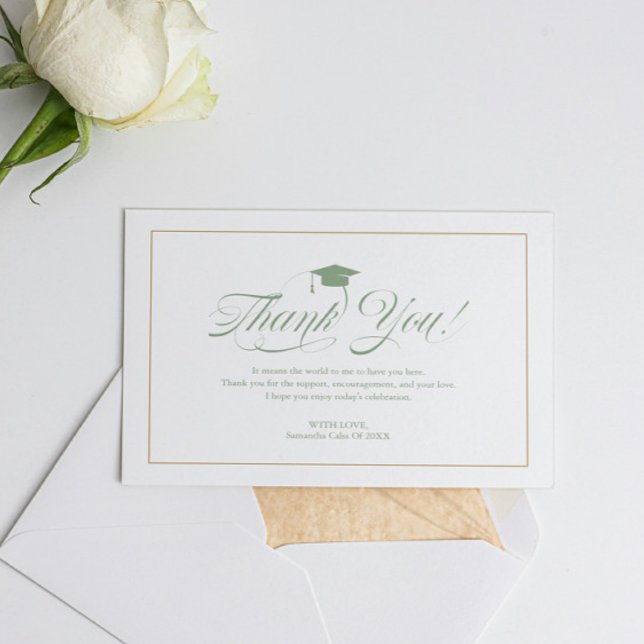 Elegant Green Scrit Thank You Grad Hat Graduation (Creator Uploaded)