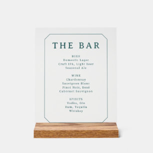 Elegant Green Serif Bar Menu Sign