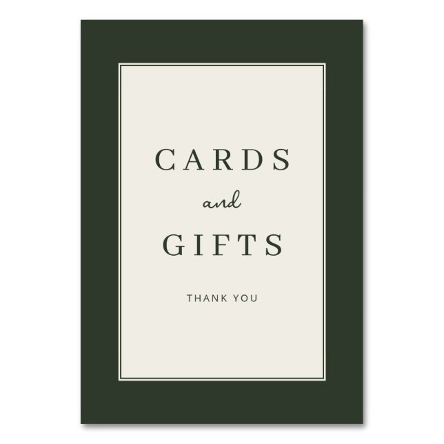 Elegant Green Serif Cards and Gifts Sign (Front)