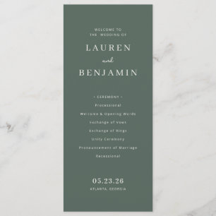 Elegant Green Serif Ceremony Plan Programme