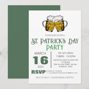 Elegant Green Shamrock St. Patrick's Day Party Invitation