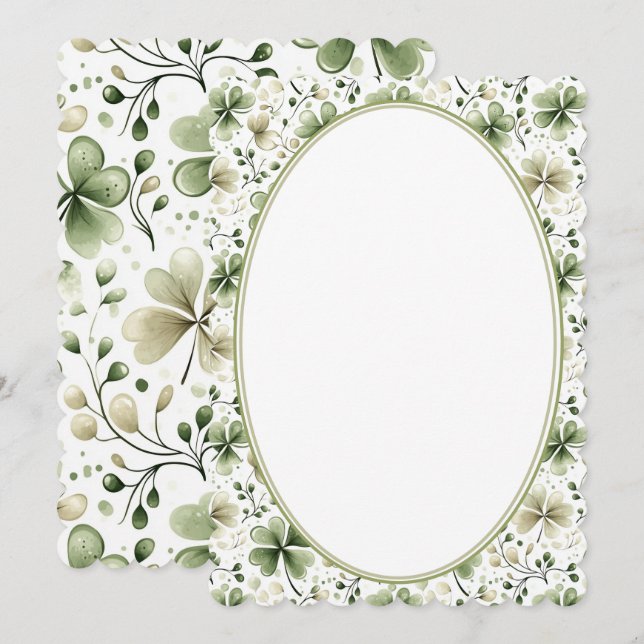 Elegant Green Shamrock Wedding Invitation Design (Front/Back)