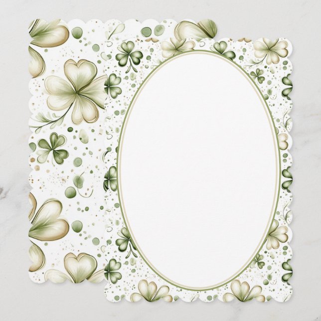 Elegant Green Shamrock Wedding Invitation Design (Front/Back)